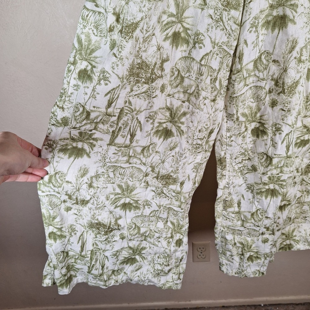 Rachel Zoe 100% Linen Wide Leg Lions Tigers Boho Beachy Lounge Pants Medium - Picture 9 of 10